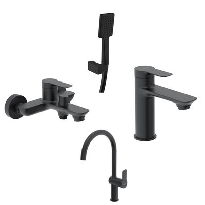 Черный набор смесителей для ванны и кухни Volle Libra set203 фото