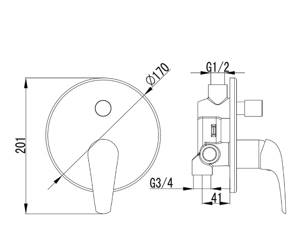 KRINICE змішувач прихованого монтажу для ванни і душа, IMPRESE VR-10110(Z) VR-10110(Z) фото