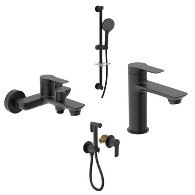 Черный набор смесителей для ванны с гигиеническим душем Volle Libra set201 фото