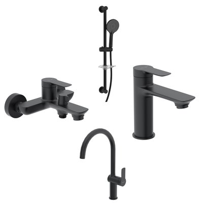 Черный набор смесителей для ванны и кухни Volle Libra set202 фото